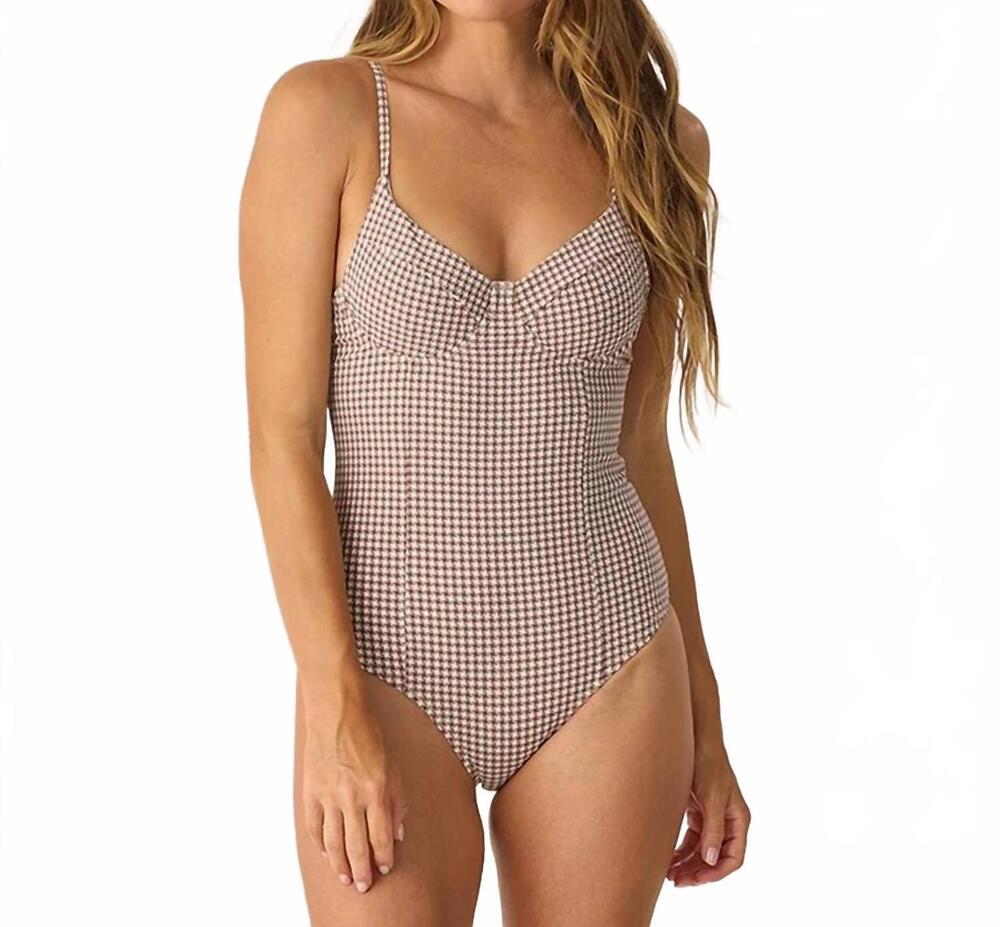 NEW RYLEE + CRU underwire one piece in chocolate houndstooth